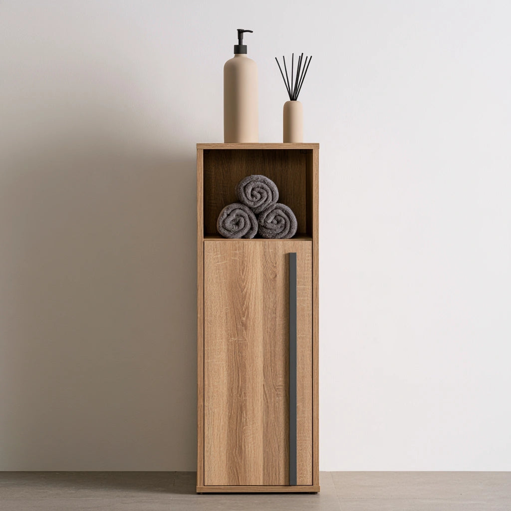 Mobile contenitore in legno finitura rovere, colore marrone chiaro