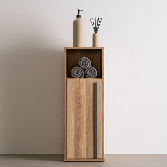 Mobile contenitore in legno finitura rovere, colore marrone chiaro