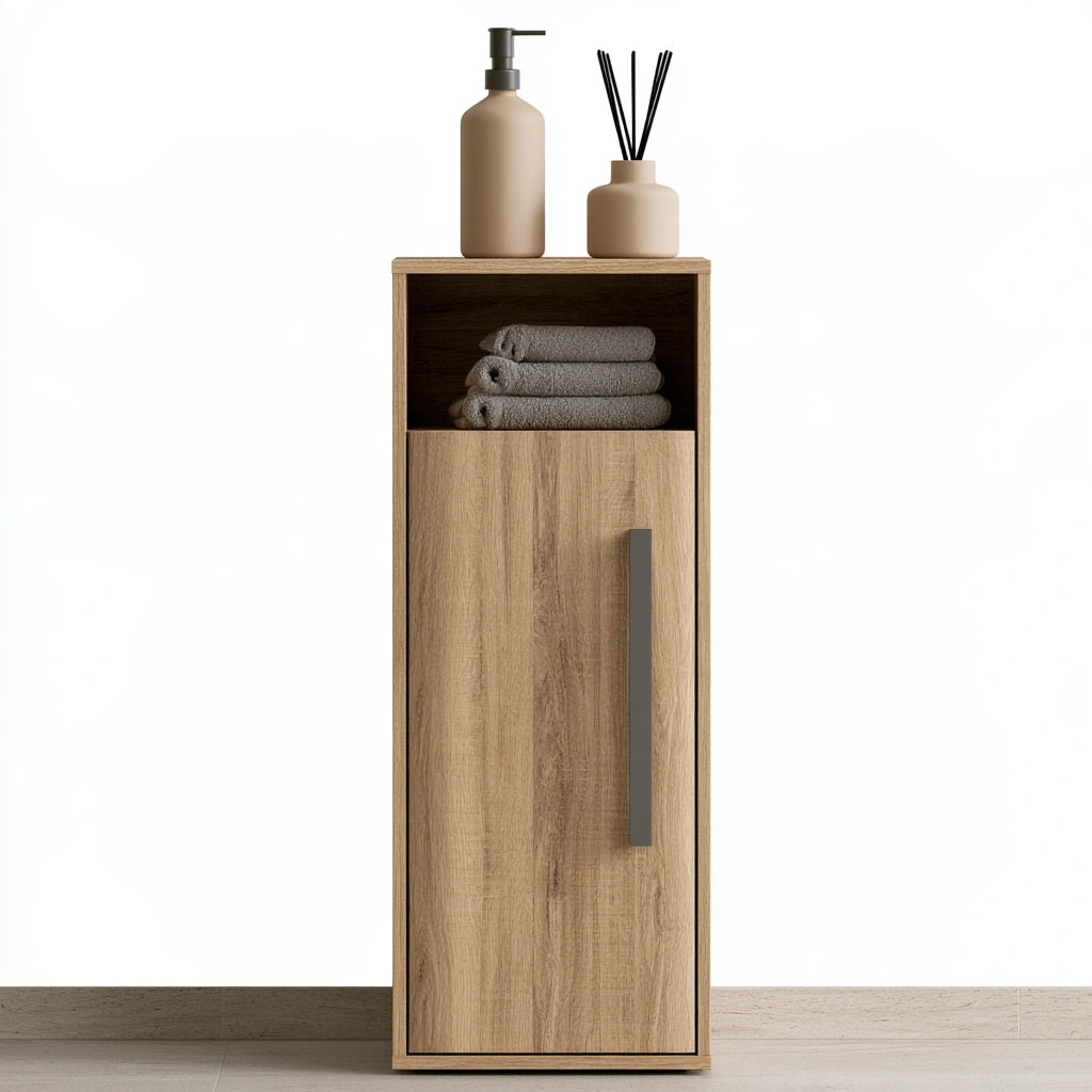 Mobile contenitore in legno finitura rovere, colore marrone chiaro