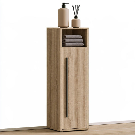 Mobile contenitore in legno finitura rovere, colore marrone chiaro