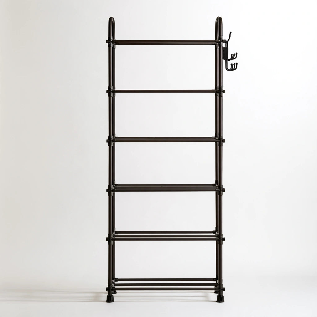 Scaffale portascarpe in metallo a sei livelli, colore nero
