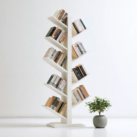Libreria ad albero dalle linee essenziali, colore bianco