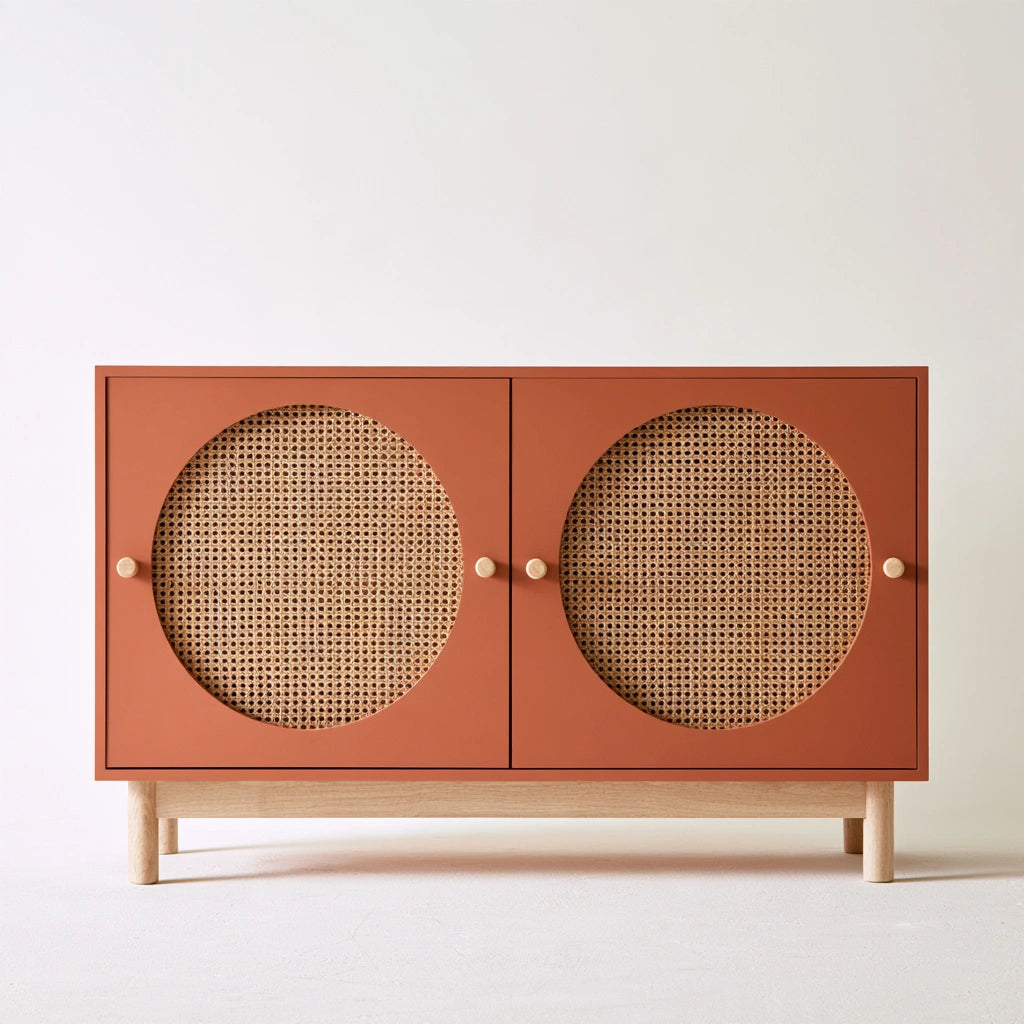 Credenza contenitore in legno, colore legno naturale