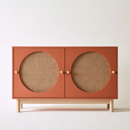 Credenza contenitore in legno, colore legno naturale