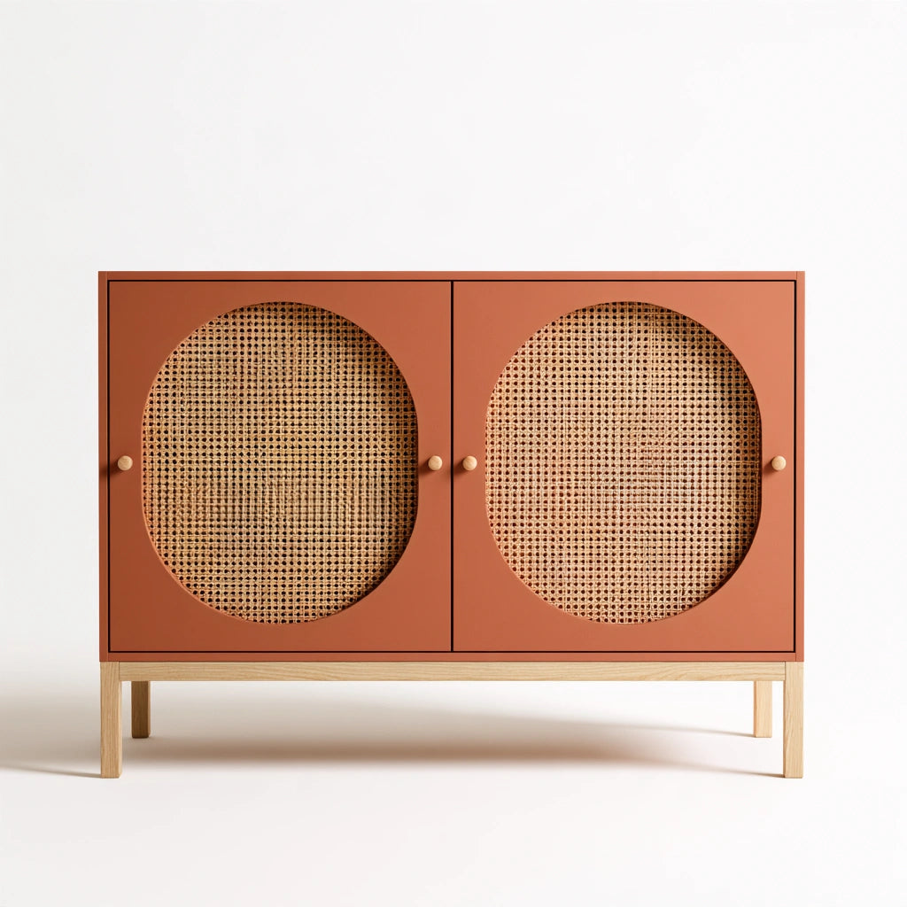 Credenza contenitore in legno, colore legno naturale