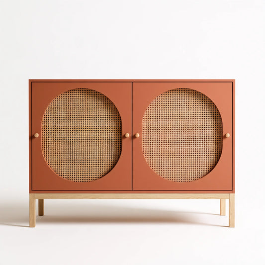 Credenza contenitore in legno, colore legno naturale